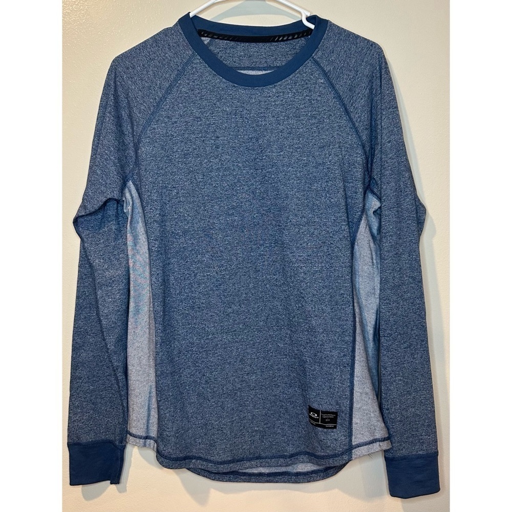 Oakley Men's Blue Heathered Long Sleeve Performance Training Shirt Small
